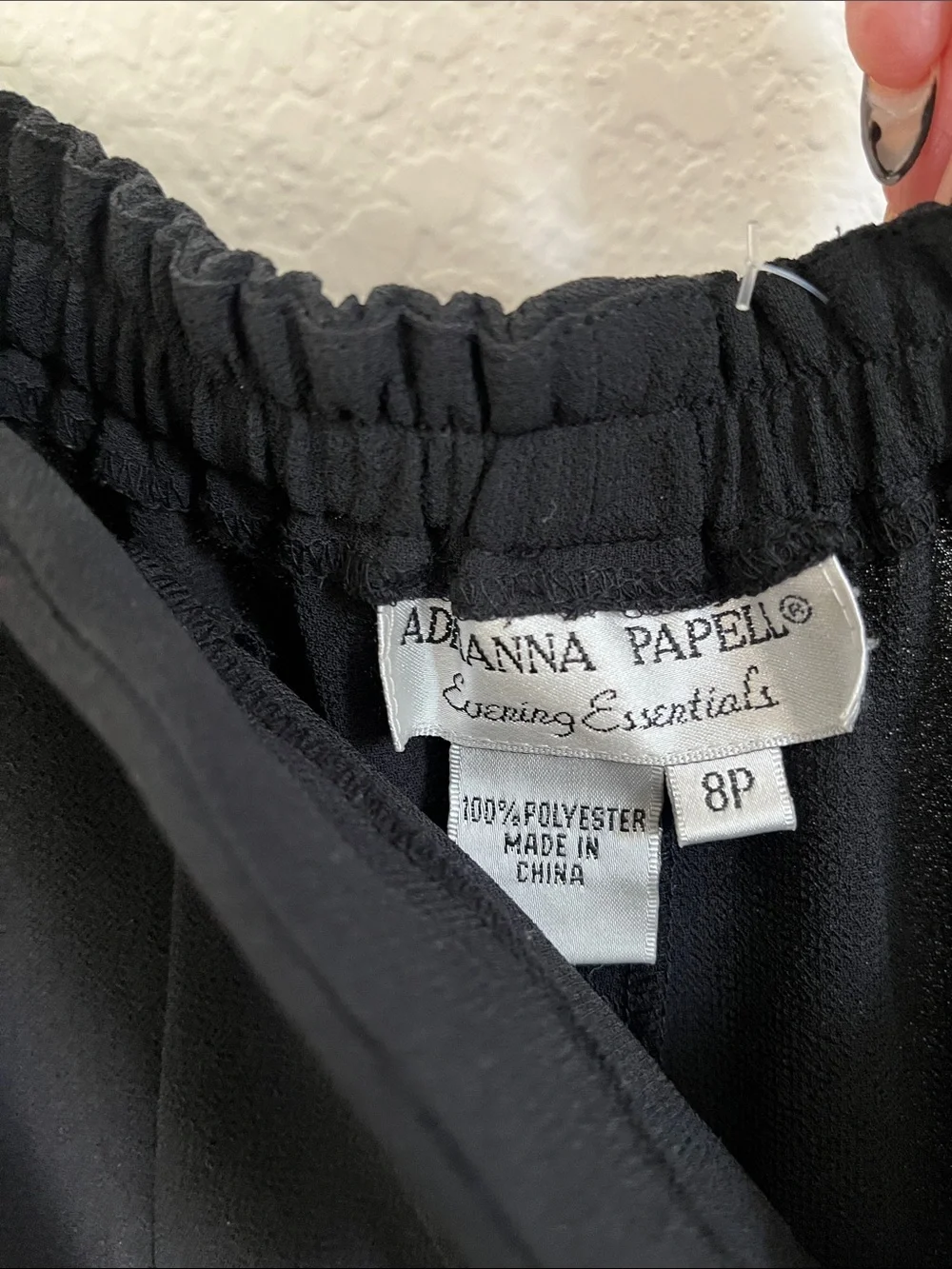 Adrianna Papell Black Wide-Leg Split Hem Evening Pants with Bead Detail